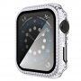 Pouzdro posázené kamínky s tvrzeným sklem pro Apple Watch 40mm - stříbrné