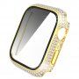 Pouzdro posázené kamínky s tvrzeným sklem pro Apple Watch 45mm - zlaté