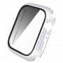 Pouzdro posázené kamínky s tvrzeným sklem pro Apple Watch 45mm - stříbrné