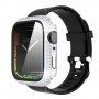 Pouzdro posázené kamínky s tvrzeným sklem pro Apple Watch 45mm - stříbrné