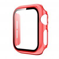 Transparentní pouzdro s tvrzeným sklem pro Apple Watch 44mm - červené