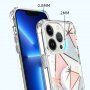 Ochranný kryt mramorová mozaika s držákem pro iPhone 13 Pro Max - růžovomodrý
