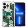 Ochranný kryt mramorová mozaika s držákem pro iPhone 12 Pro Max - zelený