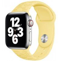 Silikonový řemínek se vzorem květin pro Apple Watch 42mm / 41mm / 40mm / 38mm - pastelově žlutý