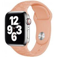 Silikonový řemínek se vzorem květin pro Apple Watch 42mm / 41mm / 40mm / 38mm - pastelově oranžový
