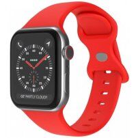 Silikonový řemínek s motýlkovou přezkou pro Apple Watch 42mm / 41mm / 40mm / 38mm - červený