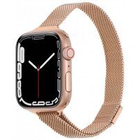 Tenký kovový řemínek milánský tah pro Apple Watch 42mm / 41mm / 40mm / 38mm - růžovozlatý