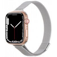 Tenký kovový řemínek milánský tah pro Apple Watch 42mm / 41mm / 40mm / 38mm - stříbrný