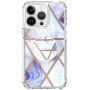 Ochranný kryt mramorová mozaika s držákem pro iPhone 13 Pro Max - levandulový