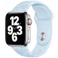 Silikonový řemínek se vzorem vloček pro Apple Watch 42mm / 41mm / 40mm / 38mm - pastelově modrý