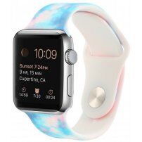 Silikonový řemínek s batikovaným vzorem pro Apple Watch 42mm / 41mm / 40mm / 38mm - pastelový modrorůžový