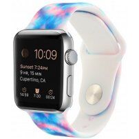 Silikonový řemínek s batikovaným vzorem pro Apple Watch 42mm / 41mm / 40mm / 38mm - modrorůžový
