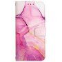 Mramorové flipové pouzdro z PU kůže pro iPhone 13 Pro - fuchsiové