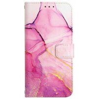 Mramorové flipové pouzdro z PU kůže pro iPhone XS Max - fuchsiové