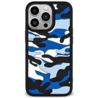 Ochranný kryt se vzorem maskování pro iPhone 13 Pro Max - modrý