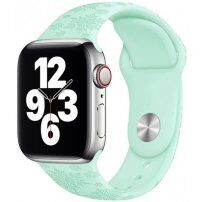 Silikonový řemínek se vzorem vloček pro Apple Watch 42mm / 41mm / 40mm / 38mm - pastelově zelený
