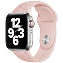 Silikonový řemínek se vzorem květin pro Apple Watch 42mm / 41mm / 40mm / 38mm - pastelově růžový
