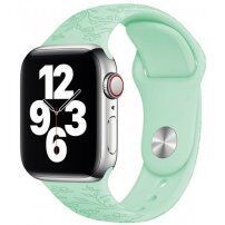 Silikonový řemínek se vzorem květin pro Apple Watch 42mm / 41mm / 40mm / 38mm - pastelově zelený