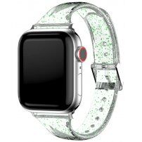 Transparentní řemínek s flitry pro Apple Watch 42mm / 41mm / 40mm / 38mm - zelený