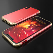 Odolný ochranný kryt pro Apple iPhone XS / iPhone X - červeno-zlatý