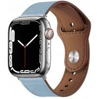 Kožený řemínek s kolíčkovým zapínáním pro Apple Watch 42mm / 41mm / 40mm / 38mm - modrý