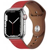 Kožený řemínek s kolíčkovým zapínáním pro Apple Watch 42mm / 41mm / 40mm / 38mm - červený