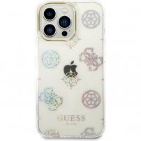 Guess Peony Glitter kryt pro iPhone 14 Pro Max - bílý