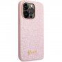 Guess Glitter Flakes Metal Logo třpytivý kryt pro iPhone 14 Pro Max - růžový