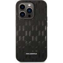 Karl Lagerfeld Saffiano Monogram kryt pro iPhone 14 Pro Max - černý