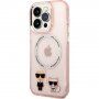 Karl Lagerfeld Karl and Choupette kryt s MagSafe pro iPhone 14 Pro Max - růžový