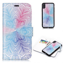2v1 ochranné odnímatelné flipové pouzdro pro Apple iPhone XS / iPhone X - barevná květina