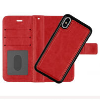 2v1 ochranné odnímatelné flipové pouzdro pro Apple iPhone XS / iPhone X - červené