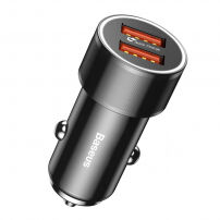 BASEUS nabíječka do auta se dvěma USB porty pro Apple iPhone / iPad / iPod - černá
