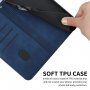 Kožené flipové pouzdro se vzorem pro iPhone 13 Pro - tmavě modré
