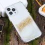 Transparentní mramorový kryt s kamínky pro iPhone 13 Pro Max - bílý