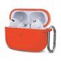 Silikonový ochranný obal s karabinou pro AirPods Pro 2 s Lightning konektorem - oranžový