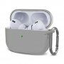 Silikonový ochranný obal s karabinou pro AirPods Pro 2 s Lightning konektorem - šedý