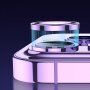 TOTUDESIGN tvrzená skla s kovovým rámečkem k ochraně čoček zadního fotoaparátu pro iPhone 14 / 14 Plus - stříbrná
