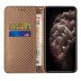 Flipové pouzdro se vzorem karbonových vláken pro iPhone 14 - hnědé