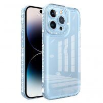 Transparentní kryt s diamantovým efektem pro iPhone 14 Pro Max - modrý