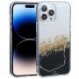 Transparentní mramorový kryt s kamínky pro iPhone 14 Pro Max - černý