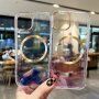 Transparentní kryt se vzorem vodových barev a MagSafe pro iPhone 14 Plus - červený