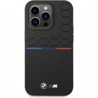BMW M Tricolor silikonový kryt pro iPhone 14 Pro Max - černý