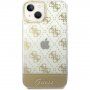 Guess Peony Glitter Script Logo kryt pro iPhone 14 - zlatý