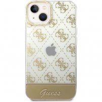 Guess Peony Glitter Script Logo kryt pro iPhone 14 - zlatý