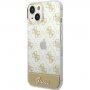 Guess Peony Glitter Script Logo kryt pro iPhone 14 - zlatý