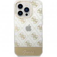 Guess Peony Glitter Script Logo kryt pro iPhone 14 Pro - zlatý