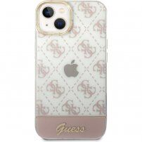Guess Peony Glitter Script Logo kryt pro iPhone 14 - růžový