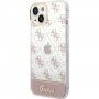 Guess Peony Glitter Script Logo kryt pro iPhone 14 - růžový