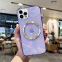 Lesklý transparentní kryt s MagSafe pro iPhone 12 Pro Max - fialový